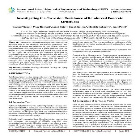 Investigating the Corrosion Resistance of Reinforced Concrete ...