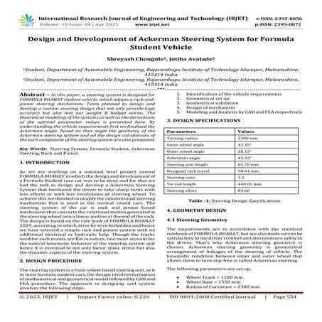 Design and Development of Ackerman Steering System for Formula Student Vehicle