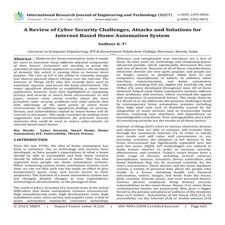 A Review of Cyber Security Challenges, Attacks and Solutions for Internet Bas...