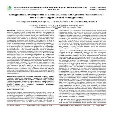 Design and Development of a Multifunctional Agrobot “RaithaMitra” for Efficie...