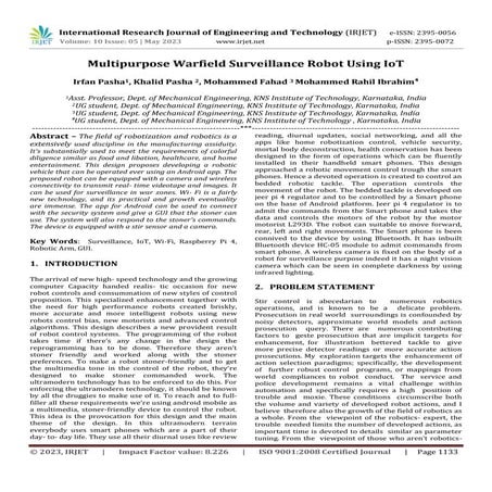 Multipurpose Warfield Surveillance Robot Using IoT