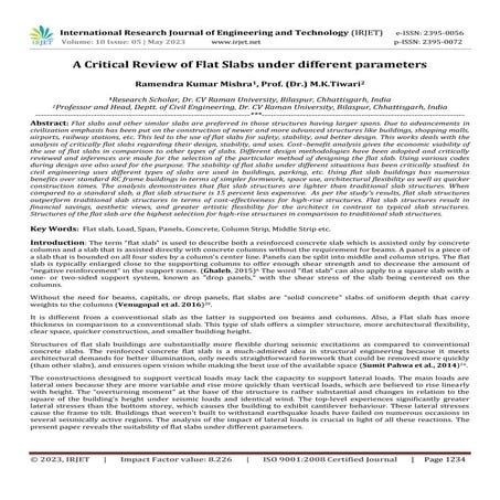A Critical Review of Flat Slabs under different parameters