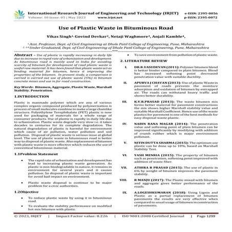 Study of Plastic Waste Mix Bitumen | PDF