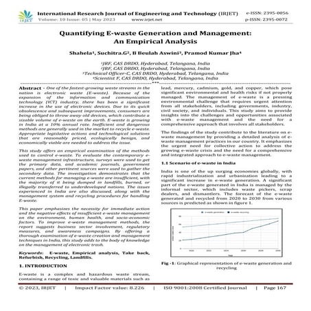 Quantifying E-waste Generation and Management: An Empirical Analysis