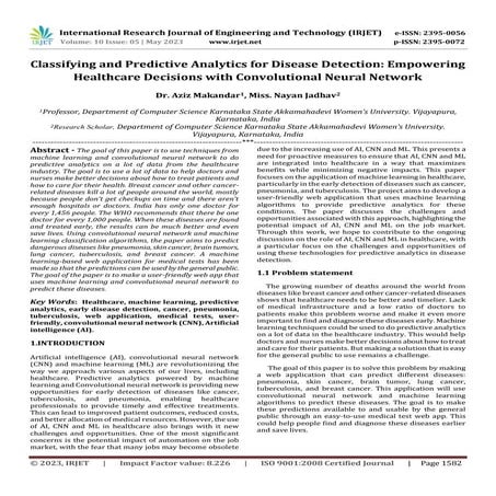 Classifying and Predictive Analytics for Disease Detection: Empowering Health...