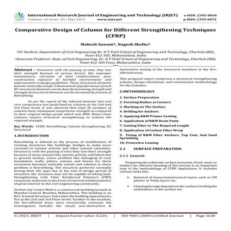 Comparative Design of Column for Different Strengthening Techniques (CFRP)
