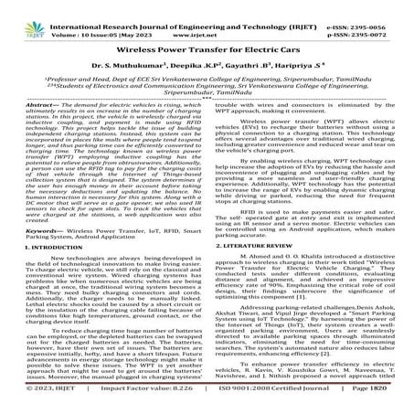 Wireless Power Transfer for Electric Cars