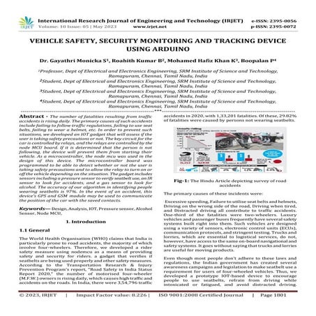 VEHICLE SAFETY, SECURITY MONITORING AND TRACKING DEVICE USING ARDUINO