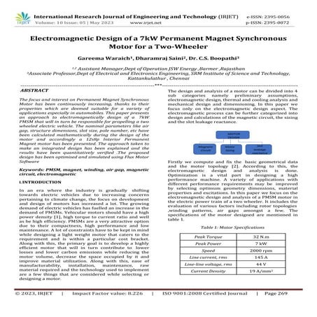 Electromagnetic Design of a 7kW Permanent Magnet Synchronous Motor for a Two-...