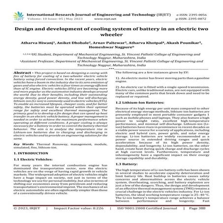 Design and development of cooling system of battery in an electric two ...