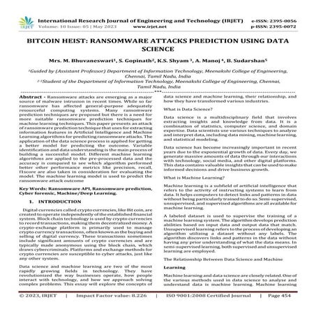 BITCOIN HEIST: RANSOMWARE ATTACKS PREDICTION USING DATA SCIENCE