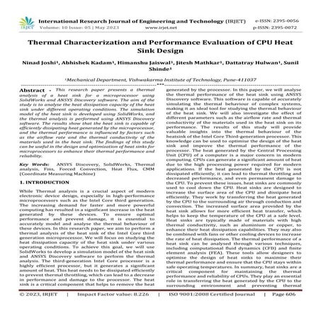 Design and Analysis of Heat Sink | PDF