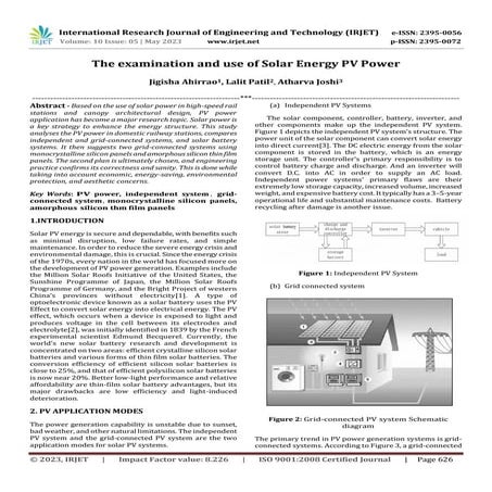 The examination and use of Solar Energy PV Power