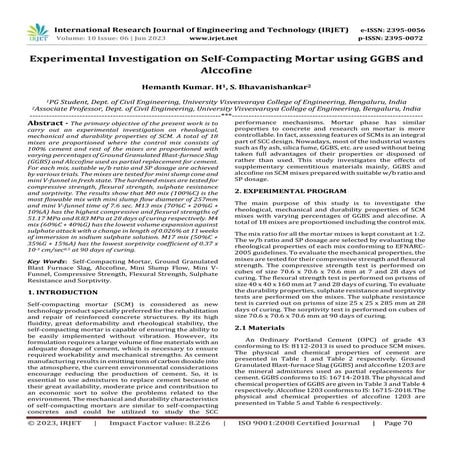 Experimental Investigation on Self-Compacting Mortar using GGBS and Alccofine