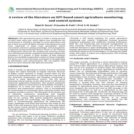 A review of the literature on IOT-based smart agriculture monitoring ...