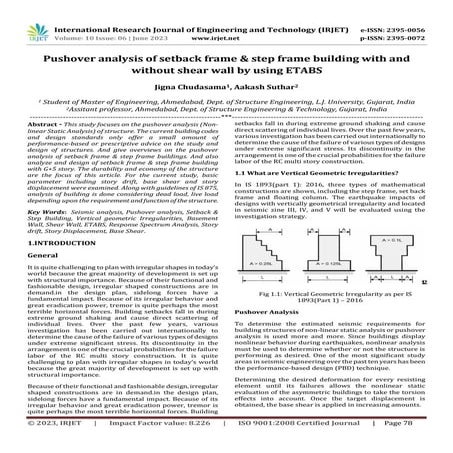 Pushover analysis of setback frame & step frame building with and without she...
