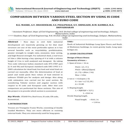 COMPARISON BETWEEN VARIOUS STEEL SECTION BY USING IS CODE AND EURO CODE