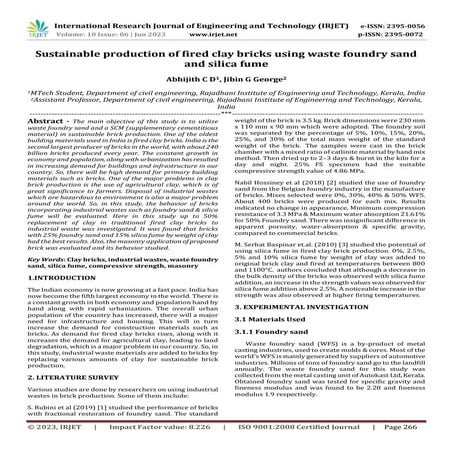 Sustainable production of fired clay bricks using waste foundry sand and sili...