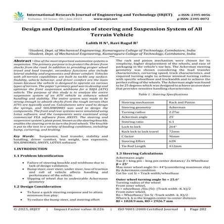 Design and Optimization of steering and Suspension System of All Terrain Vehicle