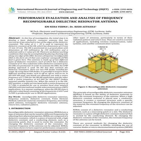 PERFORMANCE EVALUATION AND ANALYSIS OF FREQUENCY RECONFIGURABLE DIELECTRIC RE...