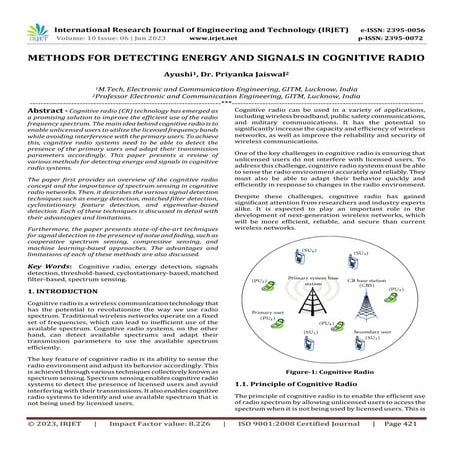 METHODS FOR DETECTING ENERGY AND SIGNALS IN COGNITIVE RADIO
