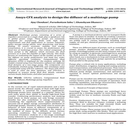 Ansys-CFX analysis to design the diffuser of a multistage pump | PDF