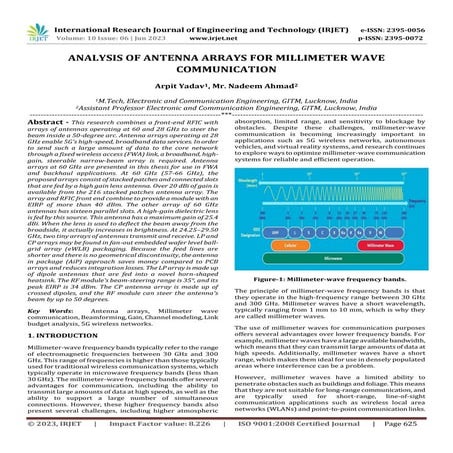 ANALYSIS OF ANTENNA ARRAYS FOR MILLIMETER WAVE COMMUNICATION