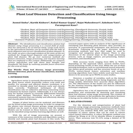 Plant Leaf Disease Detection and Classification Using Image Processing