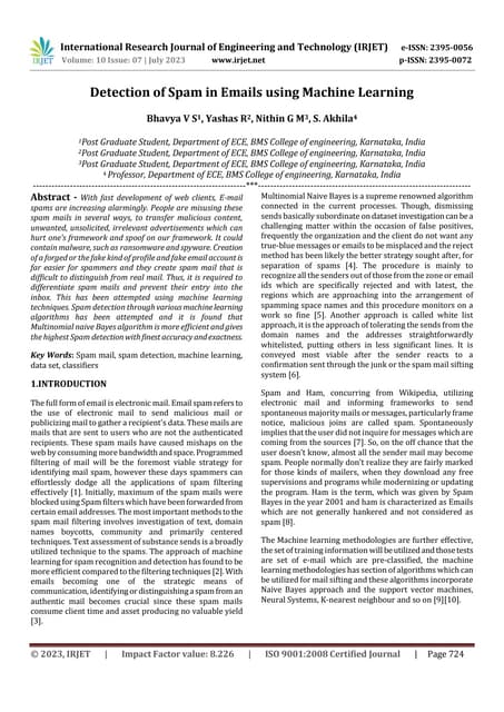 Spam email detection using machine learning PPT.pptx