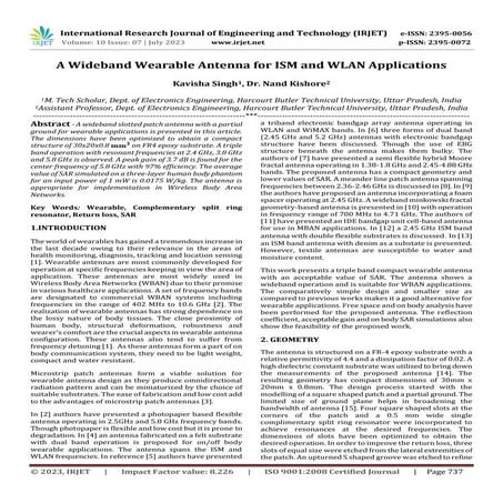 A Wideband Wearable Antenna for ISM and WLAN Applications