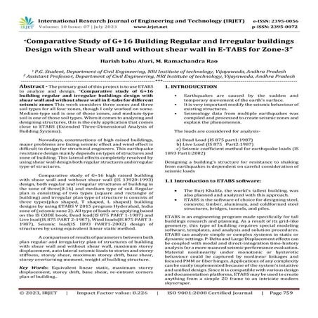 “Comparative Study of G+16 Building Regular and Irregular buildings Design wi...