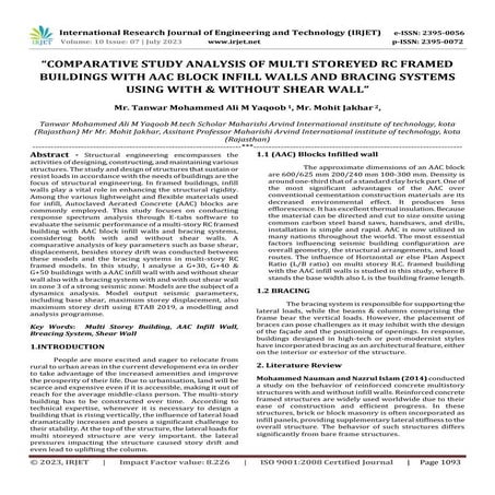 IRJET- Comparative Analysis of G+10 RCC Building with AAC Blocks and ...