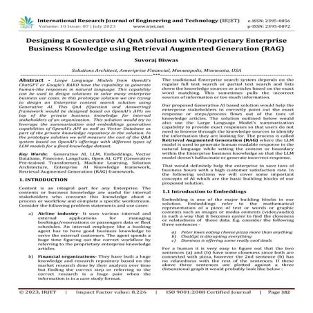 Designing a Generative AI QnA solution with Proprietary Enterprise Business K...