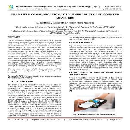 NEAR FIELD COMMUNICATION, IT’S VULNERABILITY AND COUNTER MEASURES
