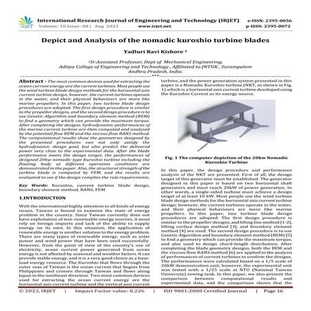 Depict and Analysis of the nomadic kuroshio turbine blades