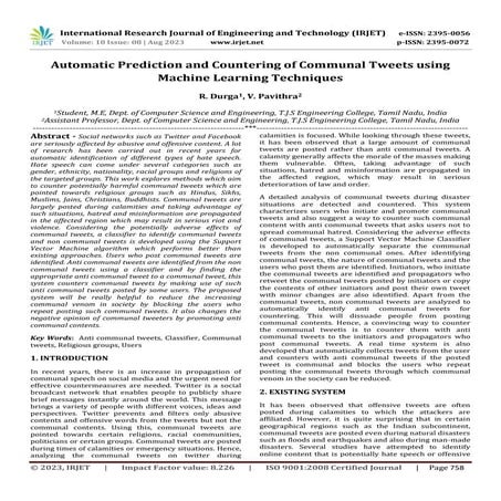 Classification of Disastrous Tweets on Twitter using BERT Model | PDF