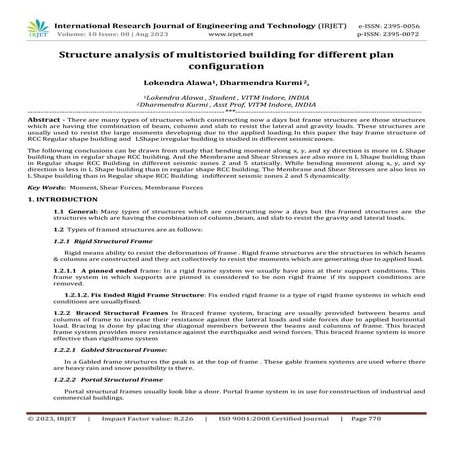 Structure analysis of multistoried building for different plan configuration
