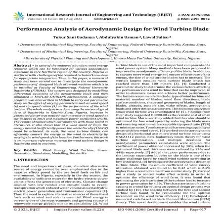 Design and Analysis of Spiral Wind Turbine with Various Wind Speed | PDF
