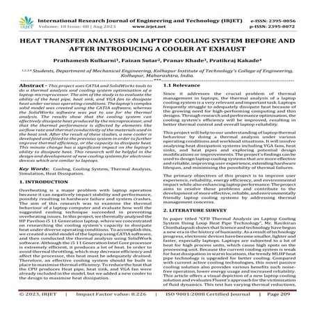 HEAT TRANSFER ANALYSIS ON LAPTOP COOLING SYSTEM BEFORE AND AFTER ...