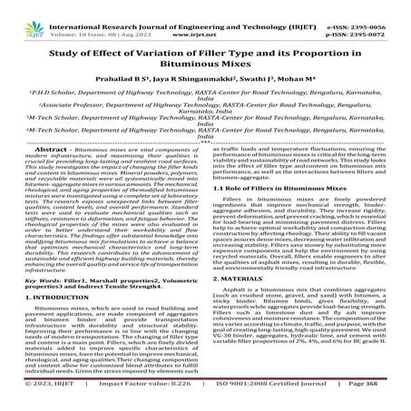 Study of Effect of Variation of Filler Type and its Proportion in Bituminous ...
