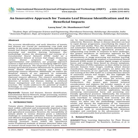 Tomato disease detection using deep learning convolutional neural ...