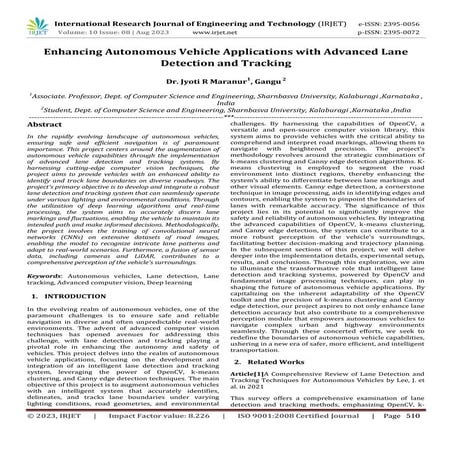 Enhancing Autonomous Vehicle Applications with Advanced Lane Detection ...