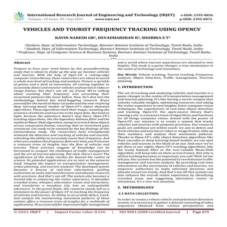 VEHICLES AND TOURIST FREQUENCY TRACKING USING OPENCV