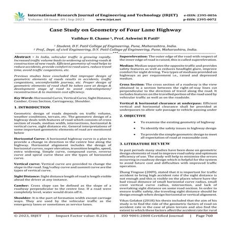 Case Study on Geometry of Four Lane Highway