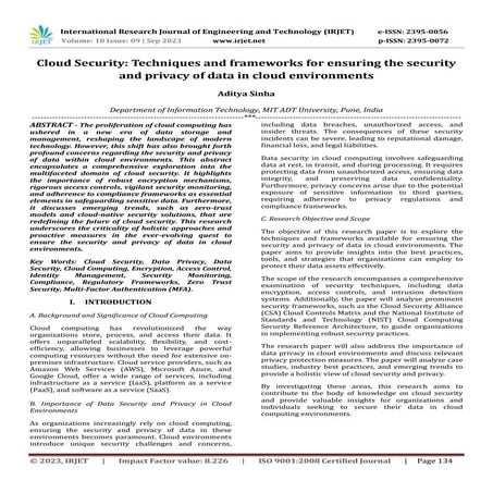 Data Encryption and Protection in Cloud Computing | PDF