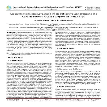 The Effects of Noise Pollution in the Hospital Environment | PDF