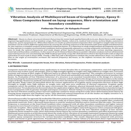 Vibration Analysis of Multilayered beam of Graphite Epoxy, Epoxy E- Glass Com...