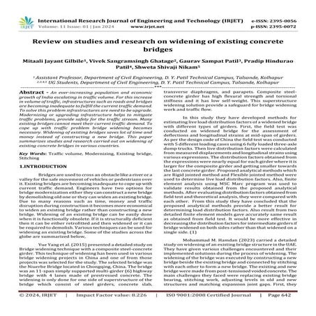 Review on studies and research on widening of existing concrete bridges