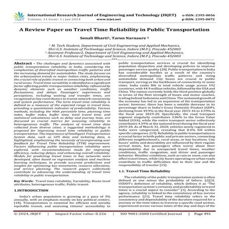 A Review Paper on Travel Time Reliability in Public Transportation