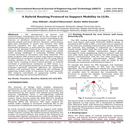 A Hybrid Routing Protocol to Support Mobility in LLNs